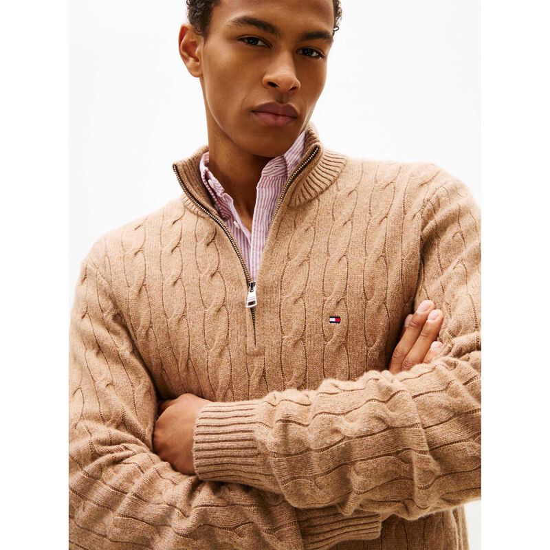 Tommy Hilfiger Pure Lambswool Cable Knit Quarter-Zip Jumper image number 2